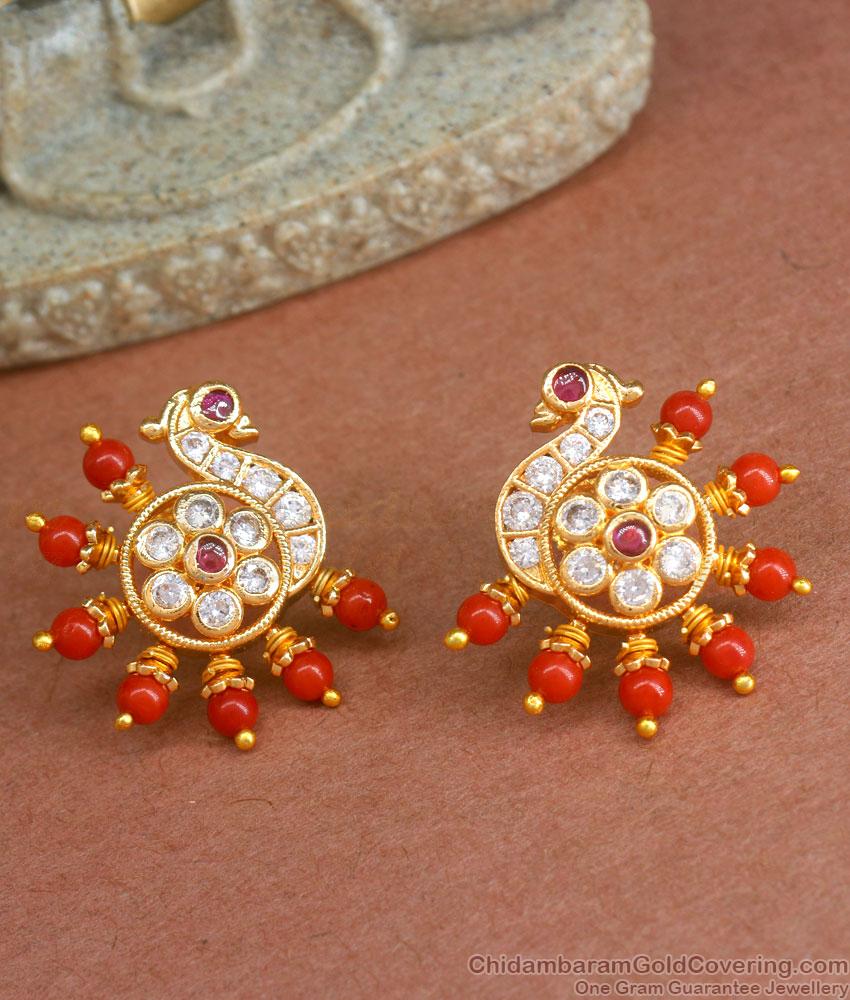 Pavalam Stud Peacock Earrings Gold Studs Design ER4222