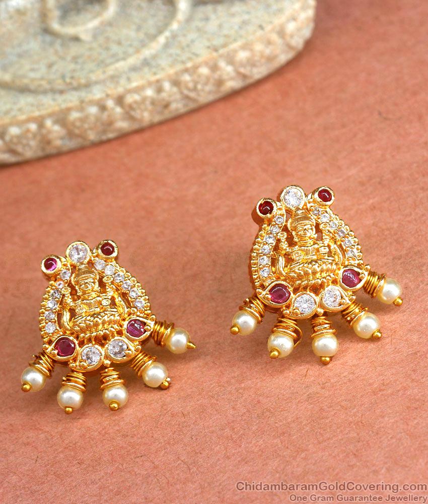 Gold Lakshmi Studs Pearl Earrings Jewelry ER4231