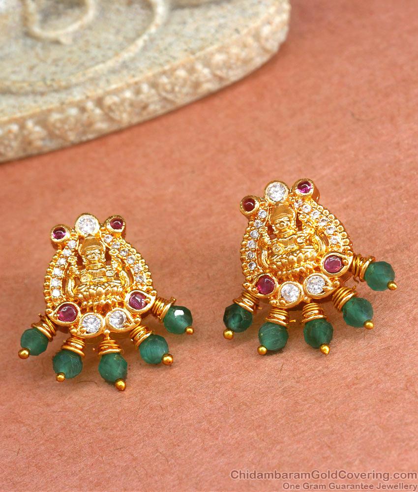 Goddess Lakshmi Design Studs Emerald Earring ER4233