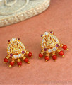 Divine One Gram Gold Ear Studs With Coral Stone ER4234