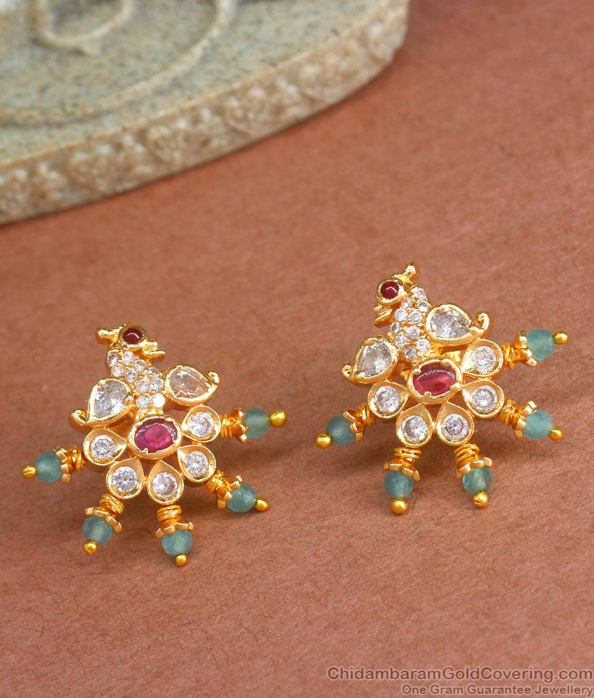 Unique Gold Studs Polki Stone Peacock Stud Earring ER4239