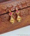 Small Gold Jhumka Ruby Earrings Everyday Use ER4241