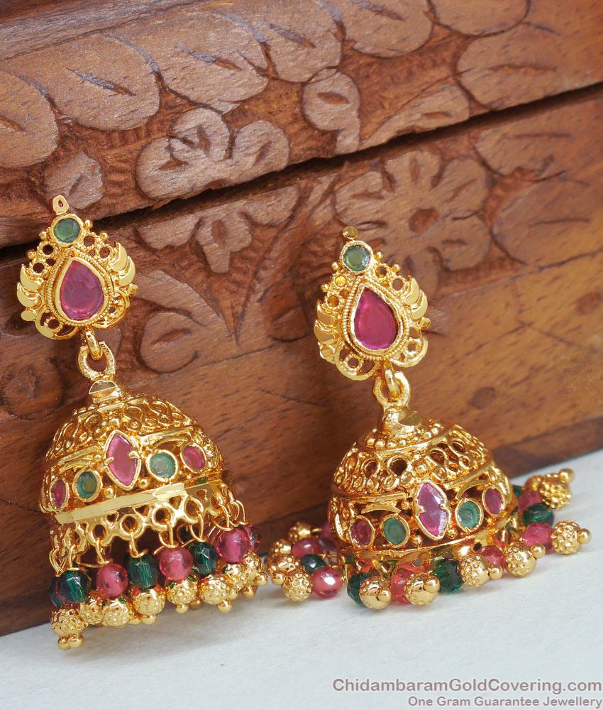 Grand Bridal Gold Jhumki Polki Earring Design ER4245