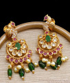 Premium One Gram Gold Earring Multi Stone Peacock Design ER4254