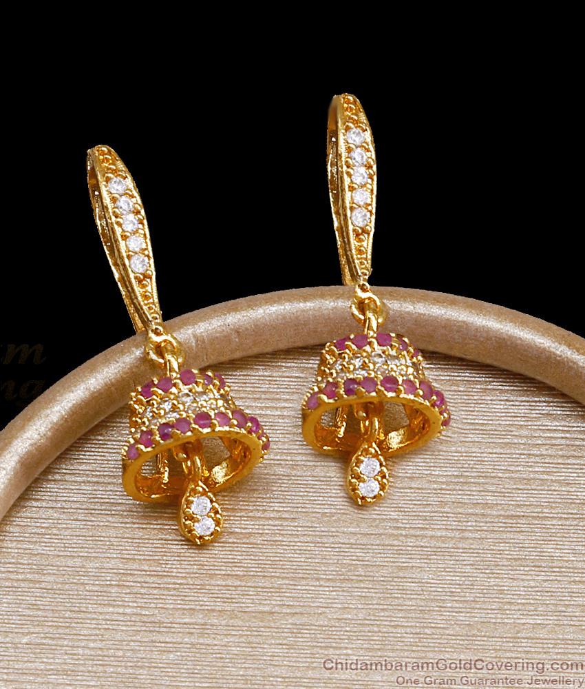 Stylish One Gram Gold Plated Earring Stone Hoops ER4258