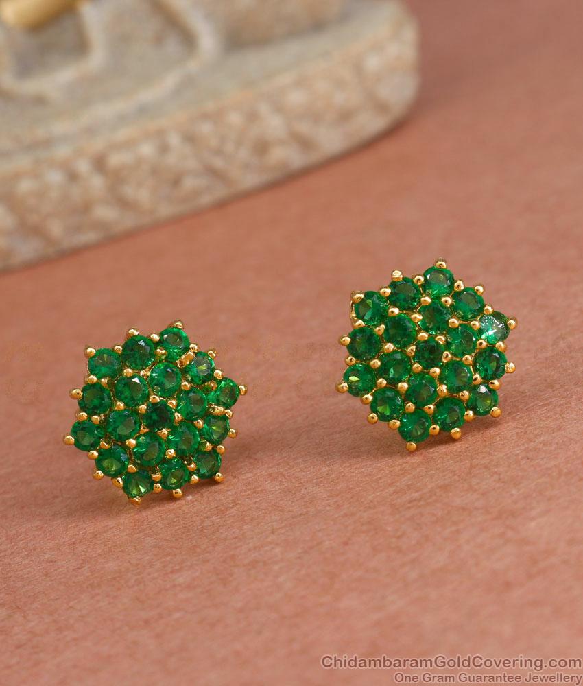 Glittering Emerald Stone Earrings Studs ER4259