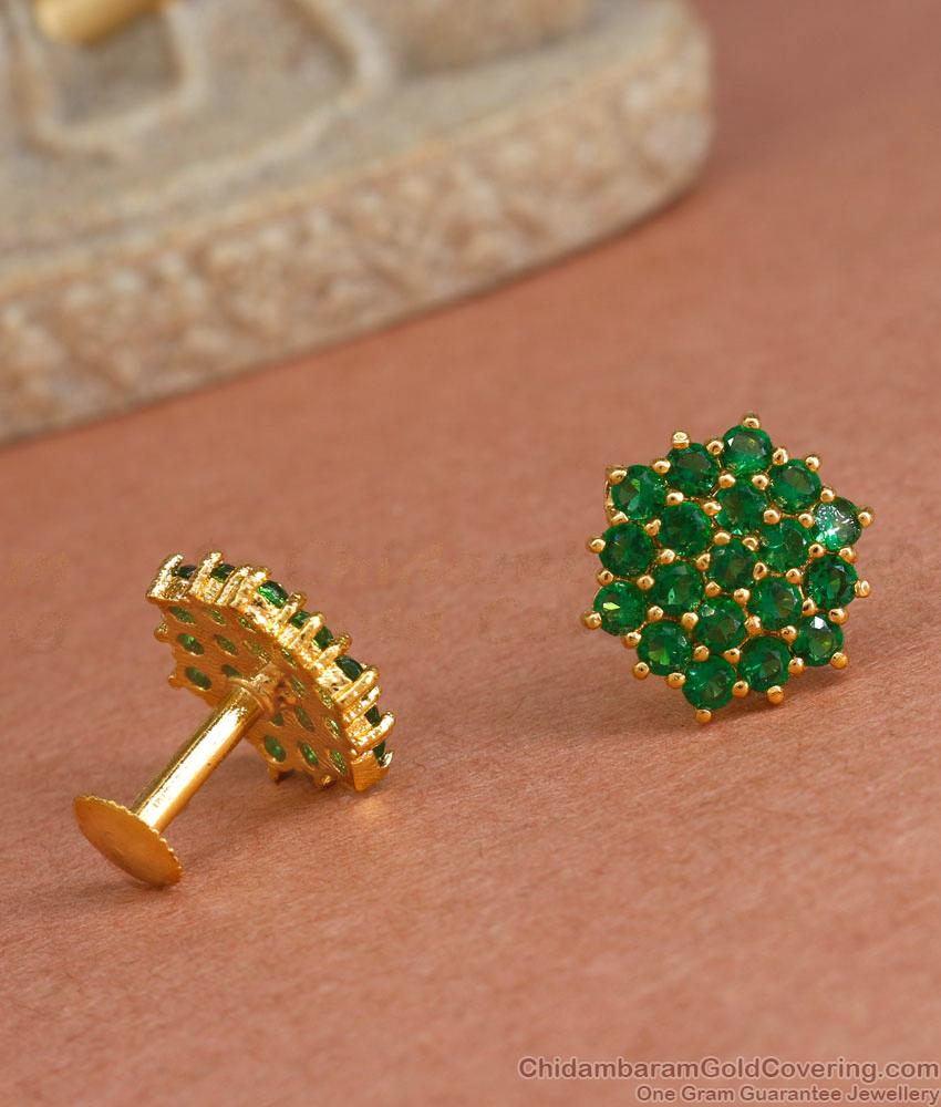 Glittering Emerald Stone Earrings Studs ER4259