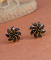 Black Stone Stud Earring Floral Design ER4260