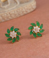 Stylish One Gram Gold Earrings Green Stone Studs ER4261