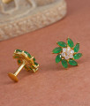 Stylish One Gram Gold Earrings Green Stone Studs ER4261