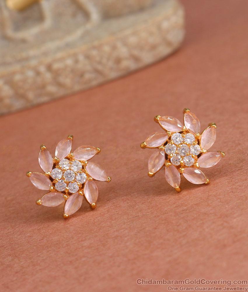 Cute Pastel Pink Studs Stone Earrings ER4263