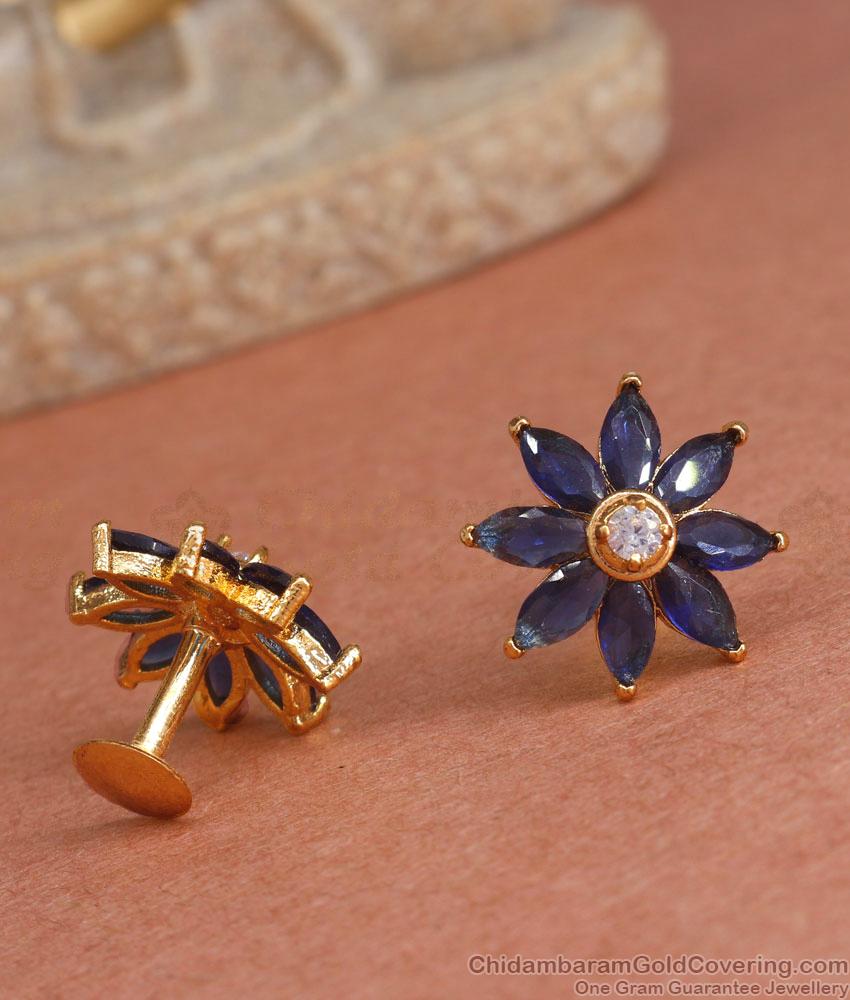 Buy 1 Gram Gold Earring Sapphire Ear Studs ER4267