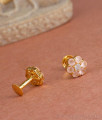 Elegant 22K Gold Flower Stud Earrings With Rose Quartz Diamond ER4270