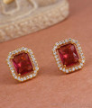 Stunning Gold Plated Red Stone Earrings ER4272