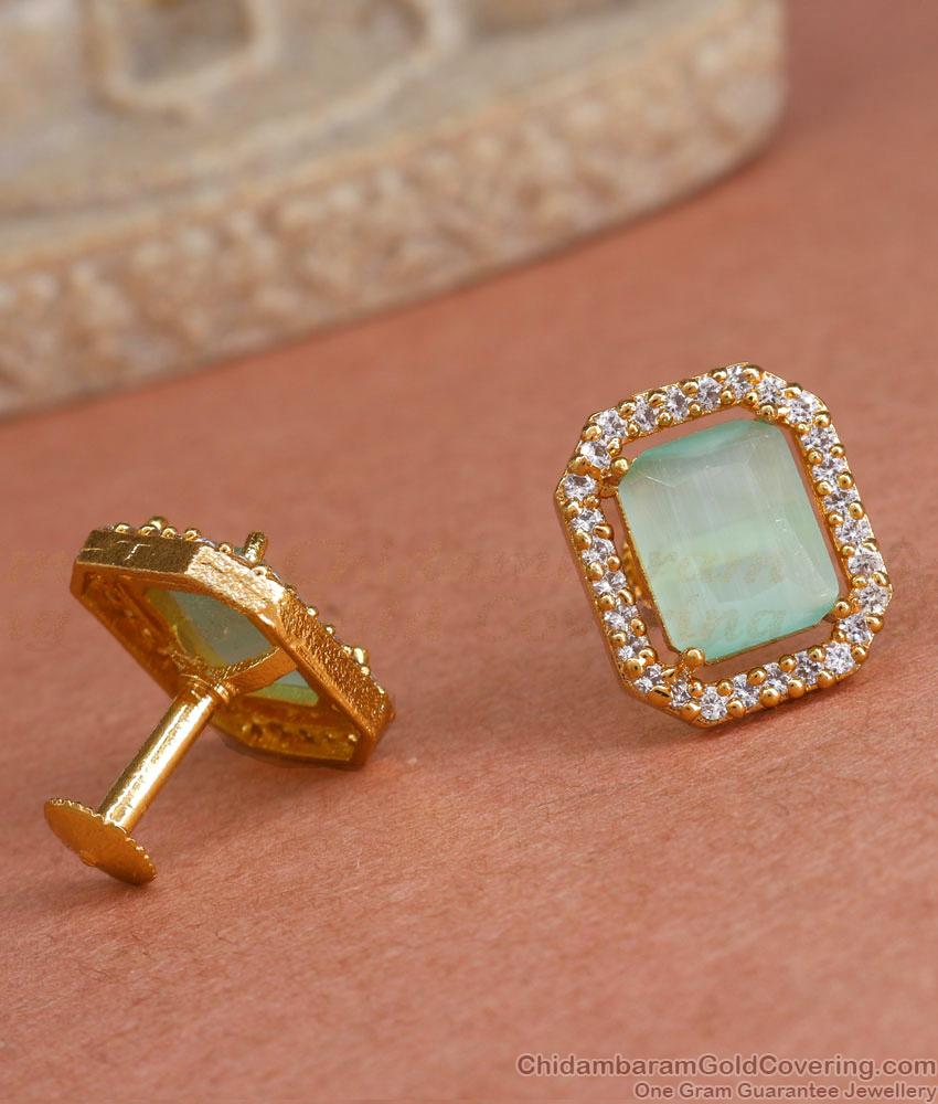 Big Green Opal Diamond Gold-Plated Stud Earrings  ER4274