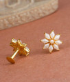 Elegant White Pearl Floral Gold Plated Stud Earrings ER4276