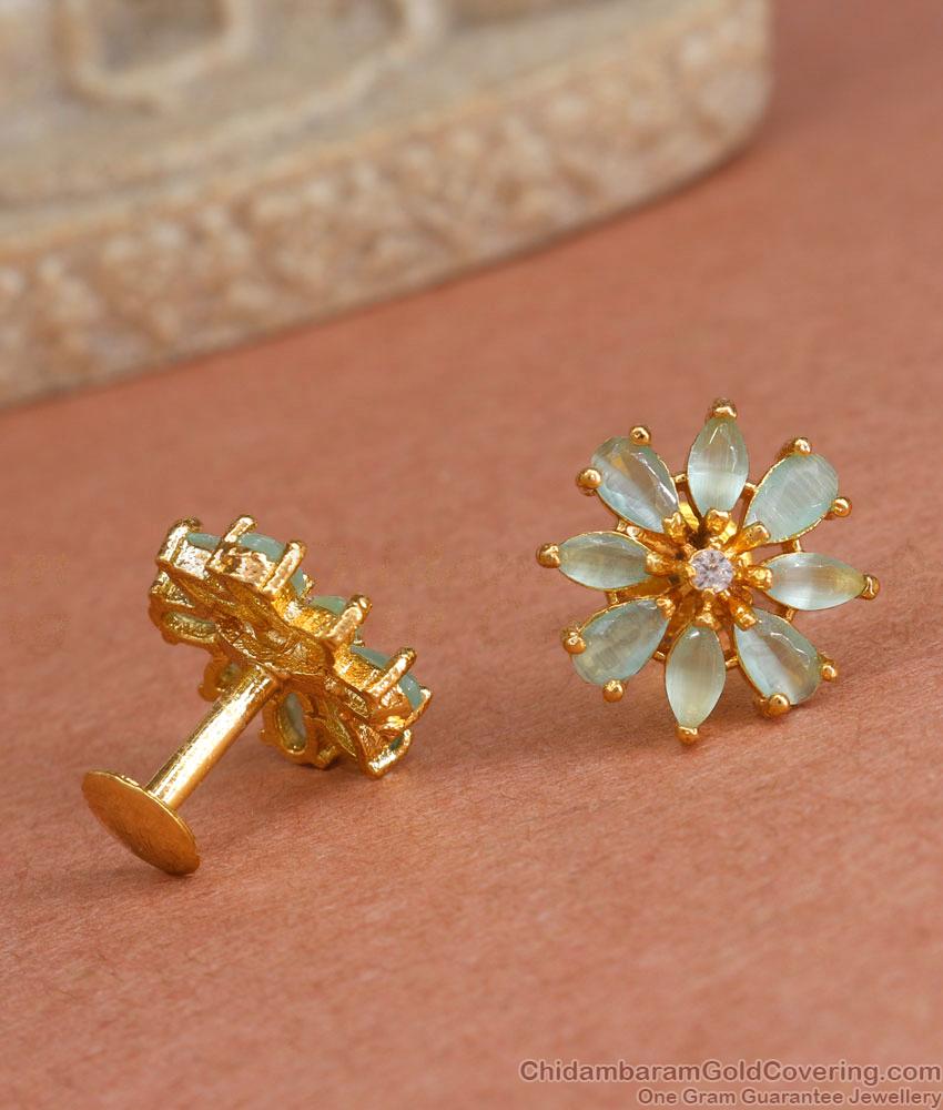 Elegant Pastel Green Studs Gold Imitation Earring ER4281