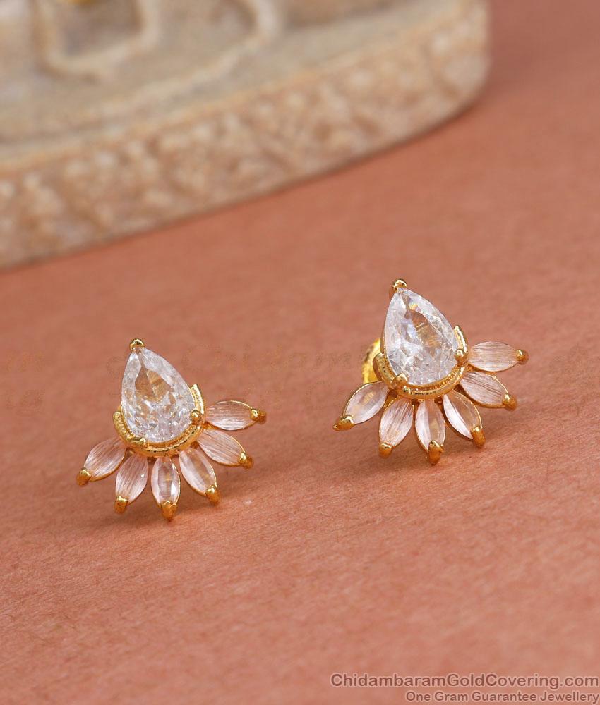 One Gram Gold Drop Stud Earring With Gemstones ER4282