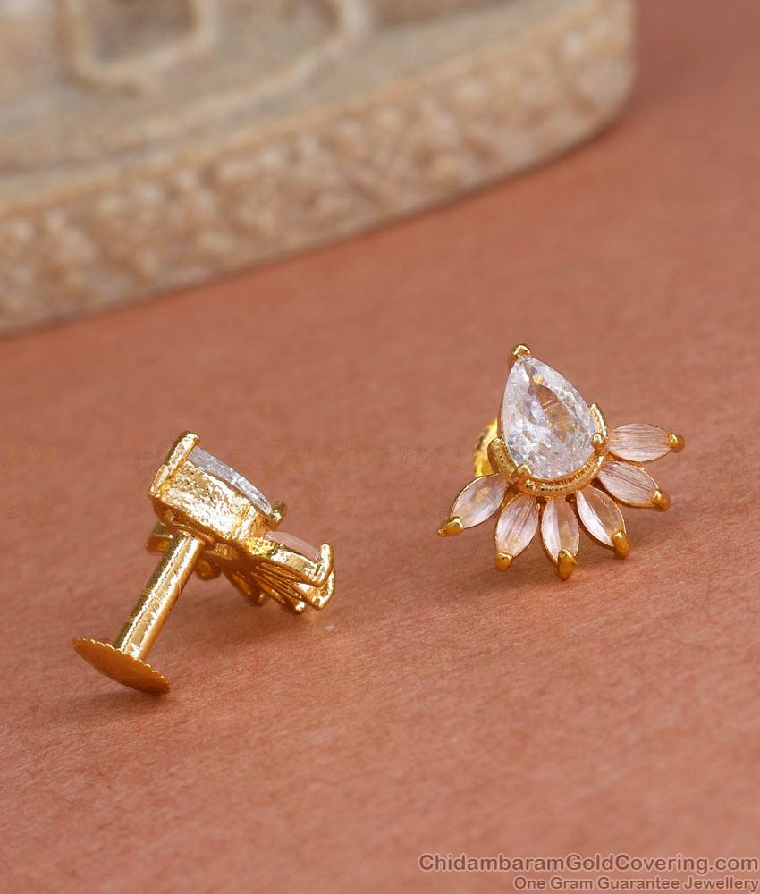 One Gram Gold Drop Stud Earring With Gemstones ER4282