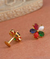 Colorful 1 Gram Gold Earring Flower Multi Gemstone Design ER4285