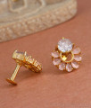 Radiant One Gram Gold Earrings White Stone Studs ER4287