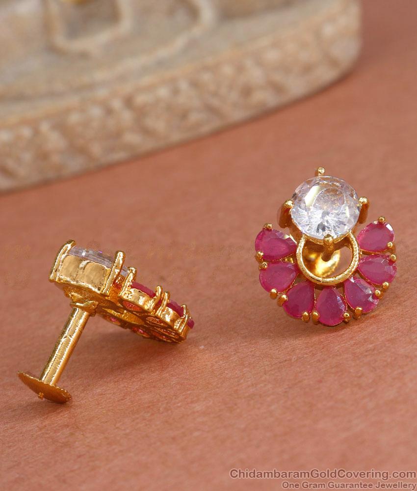 Traditional Look Ruby Petal Gold Imitation Stud Earrings ER4290