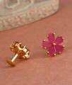 Small Ruby Stone Stud Earring 5 Petal Flower Design ER4292