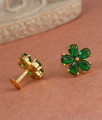 22k Gold Imitation Small Studs Emerald Earrings ER4293