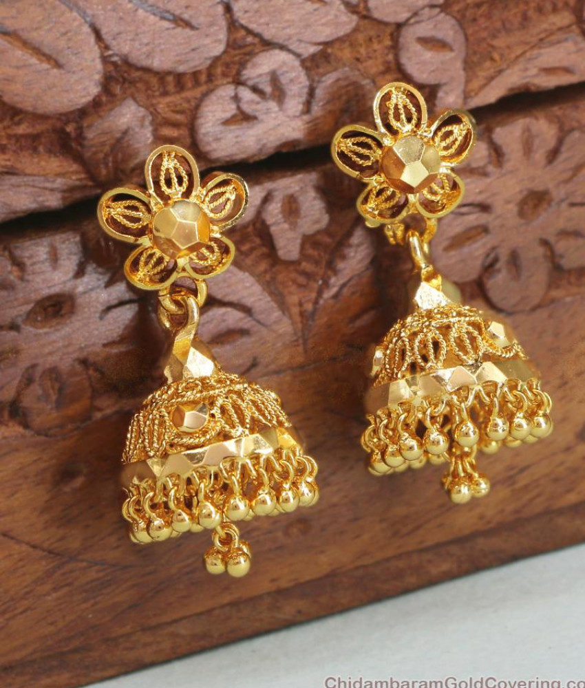 Medium Size Regular Use Earring Gold Plated Jhumkas ER4307