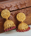 Real Gold Design Big Jhumka Earring With Red Crystals ER4310