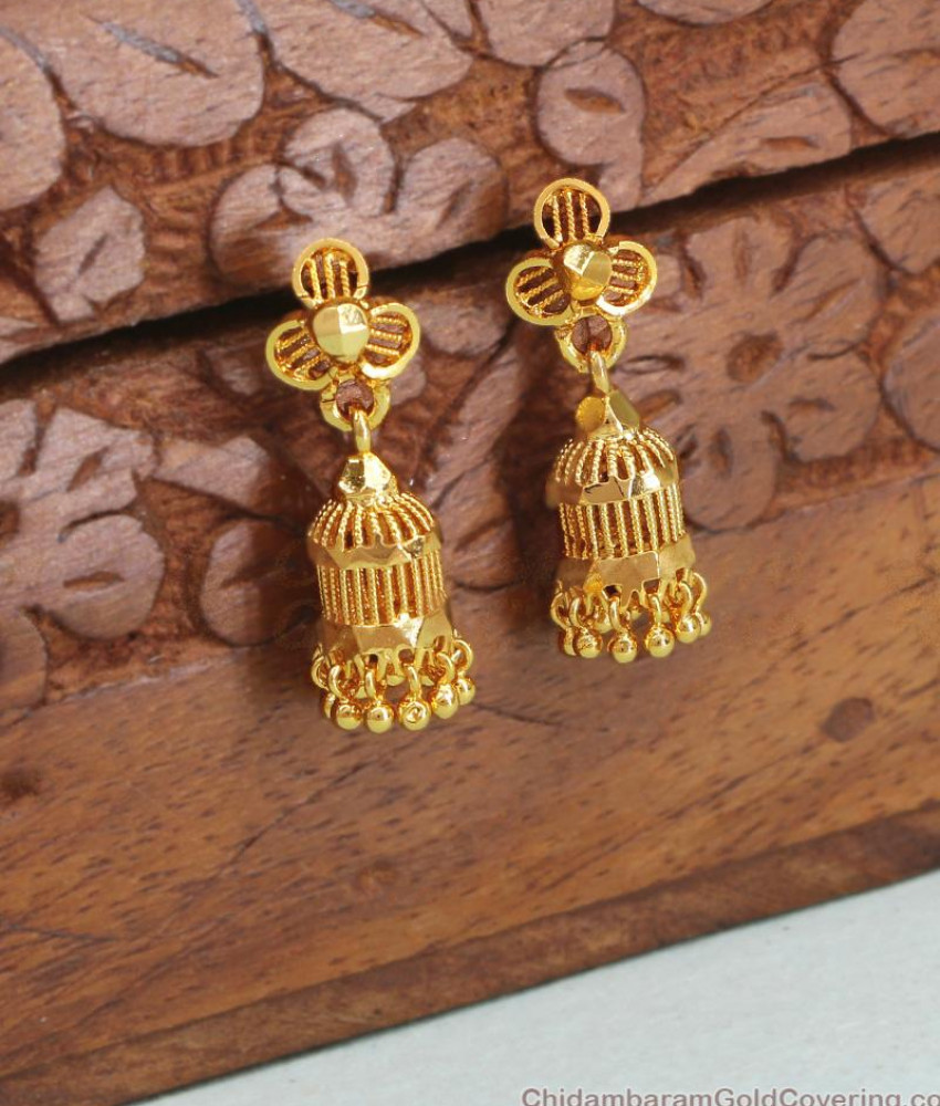 Small Flower Design Gold Plated Jhumki Earring ER4314