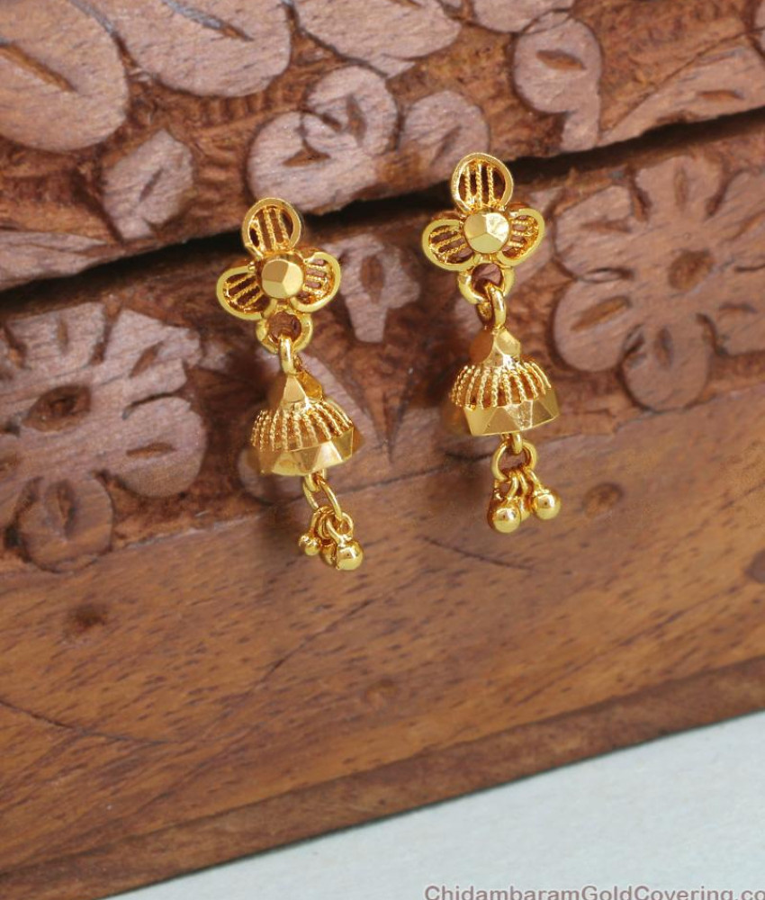 Regular Wear Gold Imitation Earring Small Jhumka ER4317