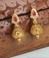 Elegant Ruby White Stone Small Gold Jhumki Earring ER4322