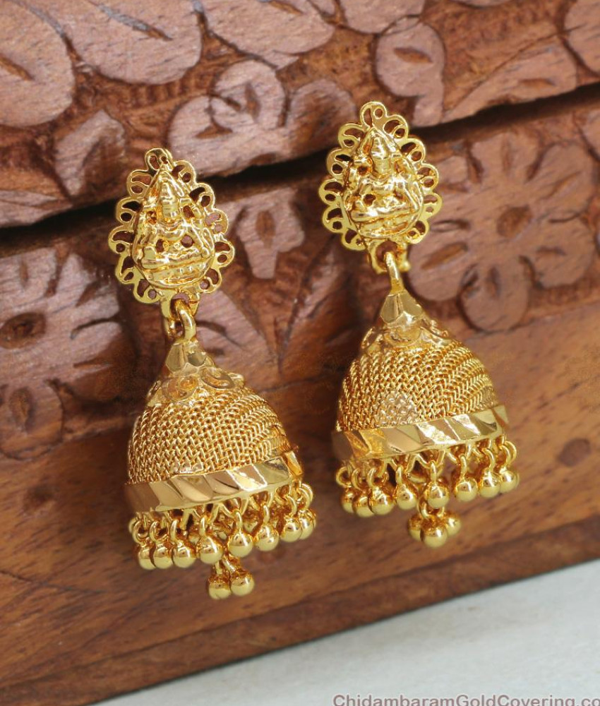 Traditional Gold Imitation Jhumka Earring Net Pattern ER4325