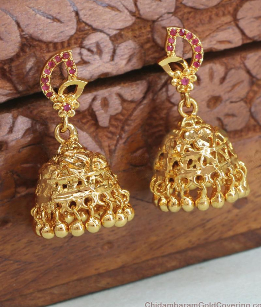 Latest Ruby Mango 1 Gram Gold Jhumka Earring Wedding Design ER4329