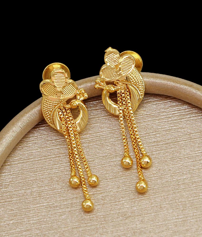 Elegant Gold Imitation Earring Peacock Design ER4341