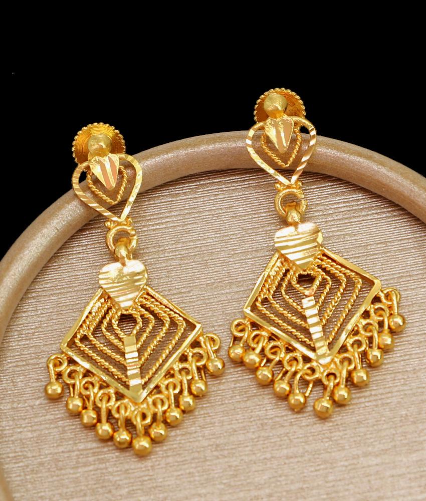 Heart Shaped 1 Gram Gold Earring Wedding Design For Brides ER4343