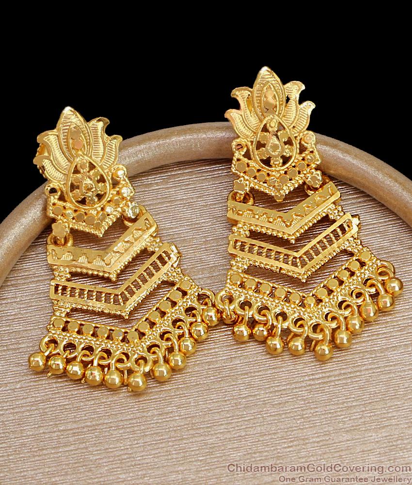 Big Gold Imitation Danglers Layer Earring Design For Brides ER4353