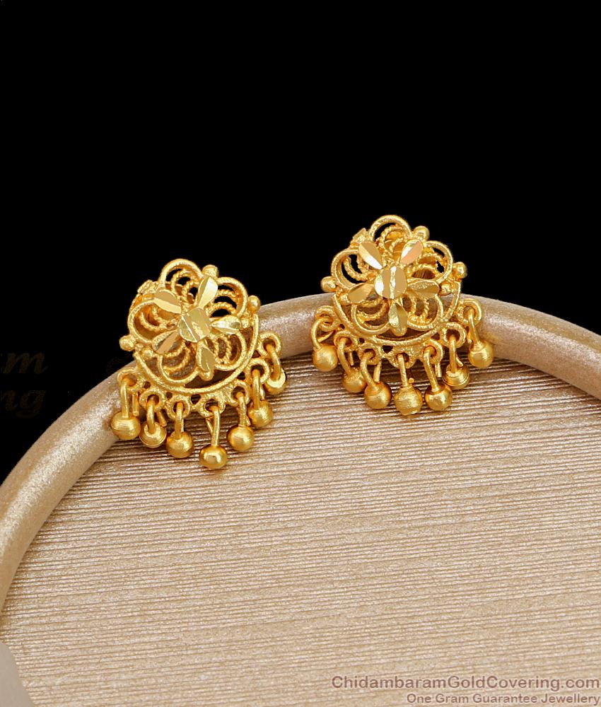 Regular Wear Gold Plated Stud Earring Floral Design ER4357