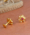 One Gram Gold Studs Screw Back Earring With Stones ER4371