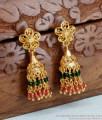 Stylish Multi Stone Long Beads Gold Jhumka Earring ER4377