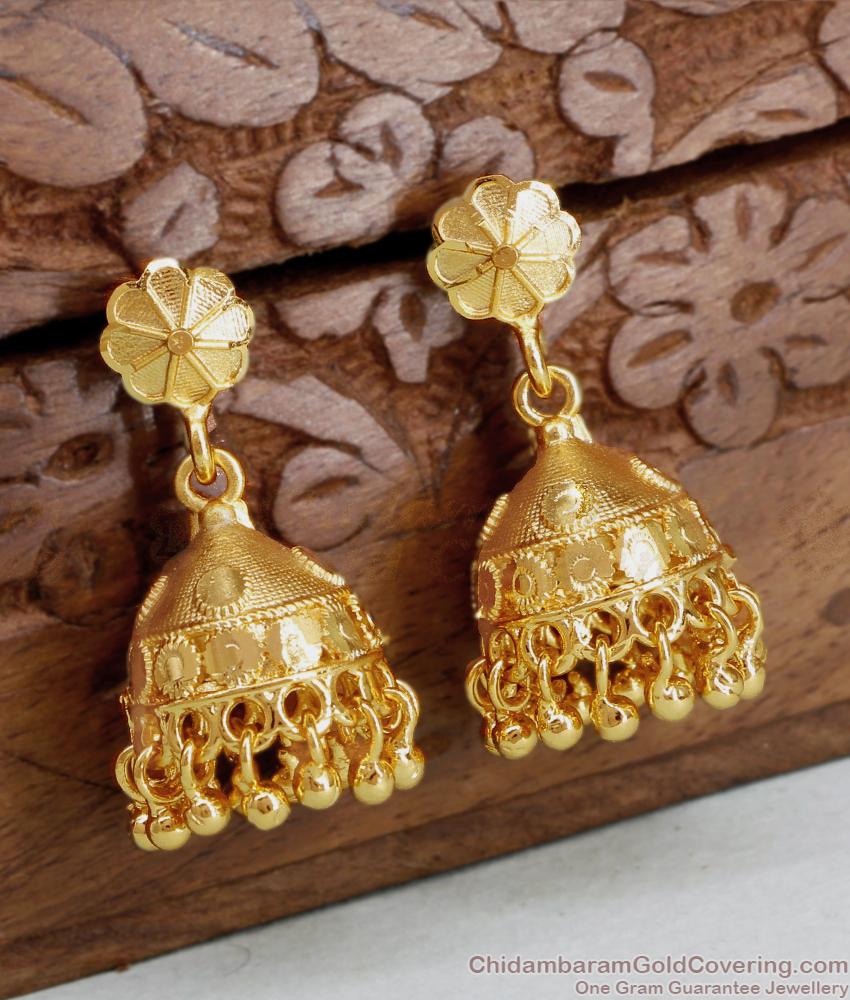 Traditional Plain Floral Jhumka Gold Imitation Earring ER4381