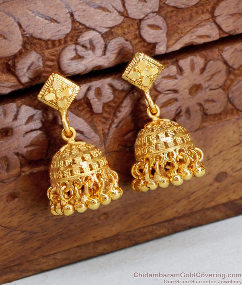 Big Two Gram Gold Jhumka Floral Design Shop Online ER4391