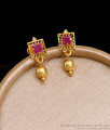 Ruby Stone Small Gold Studs With Beads ER4402