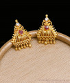 Pure Gold Tone Stud Ruby White Stone Earring ER4406