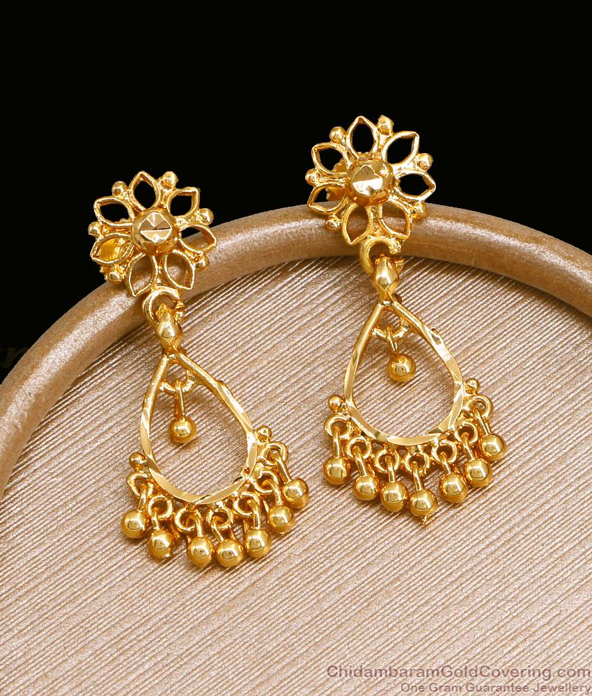 Light Weight Party Wear Gold Earring Floral Danglers ER4414