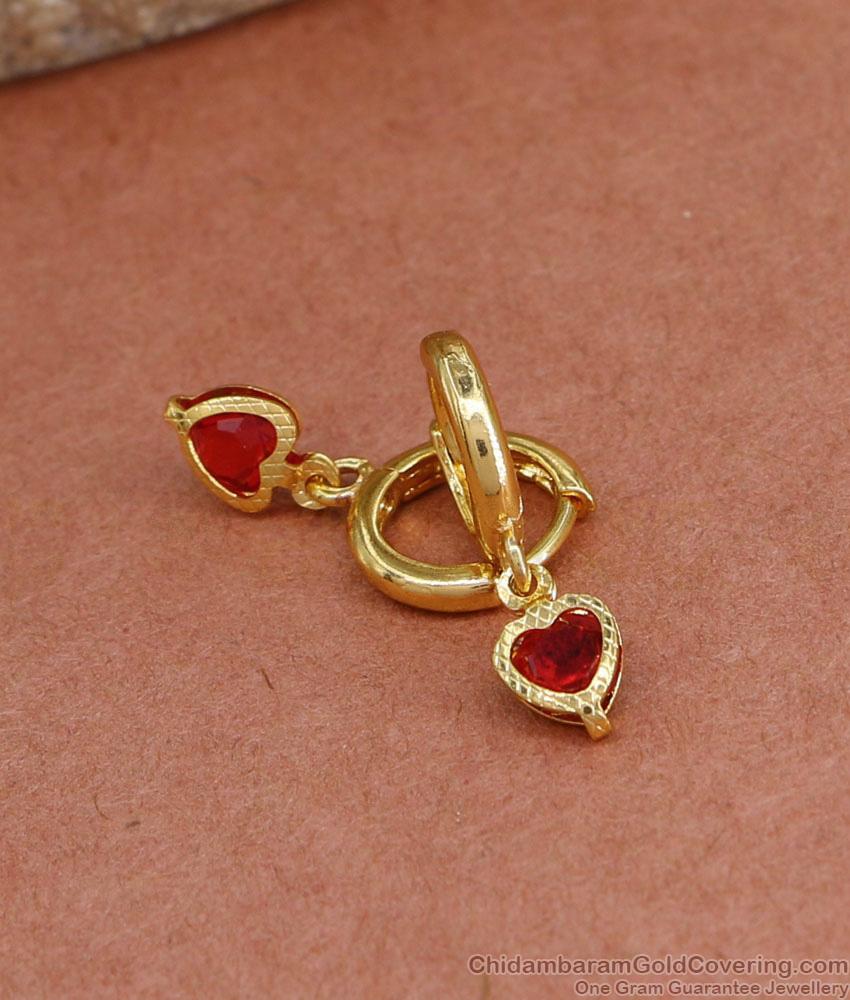 Ruby Stone Heart Shaped Gold Hoop Earring ER4419