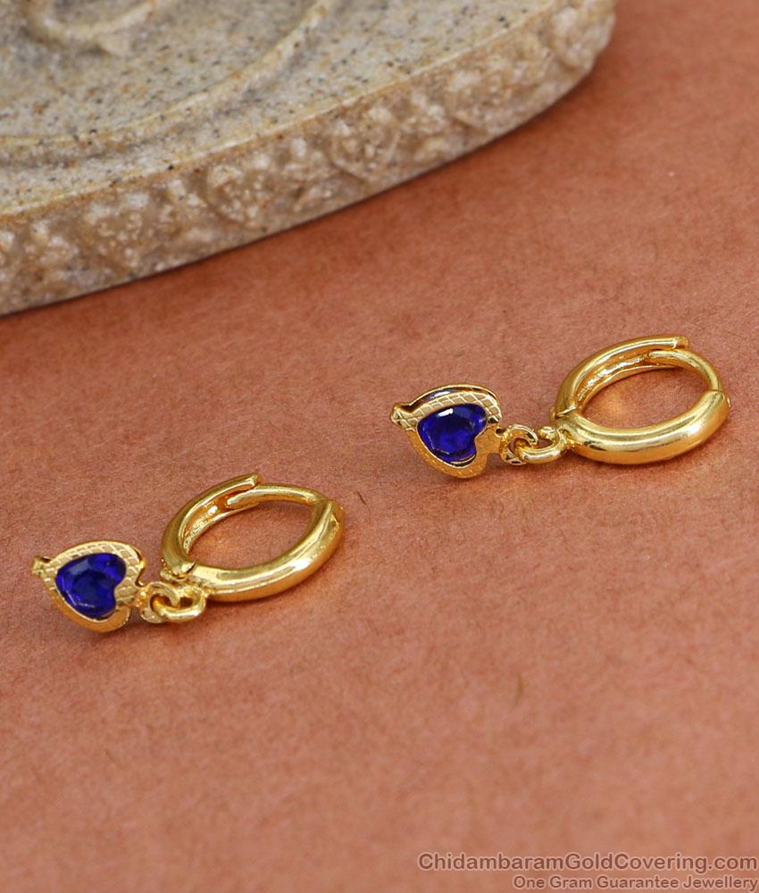 Sapphire Heart Charms Gold Hoops For Girls ER4421