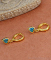 Marine Blue Gemstone Hoop Gold Earring Cute Collections ER4422