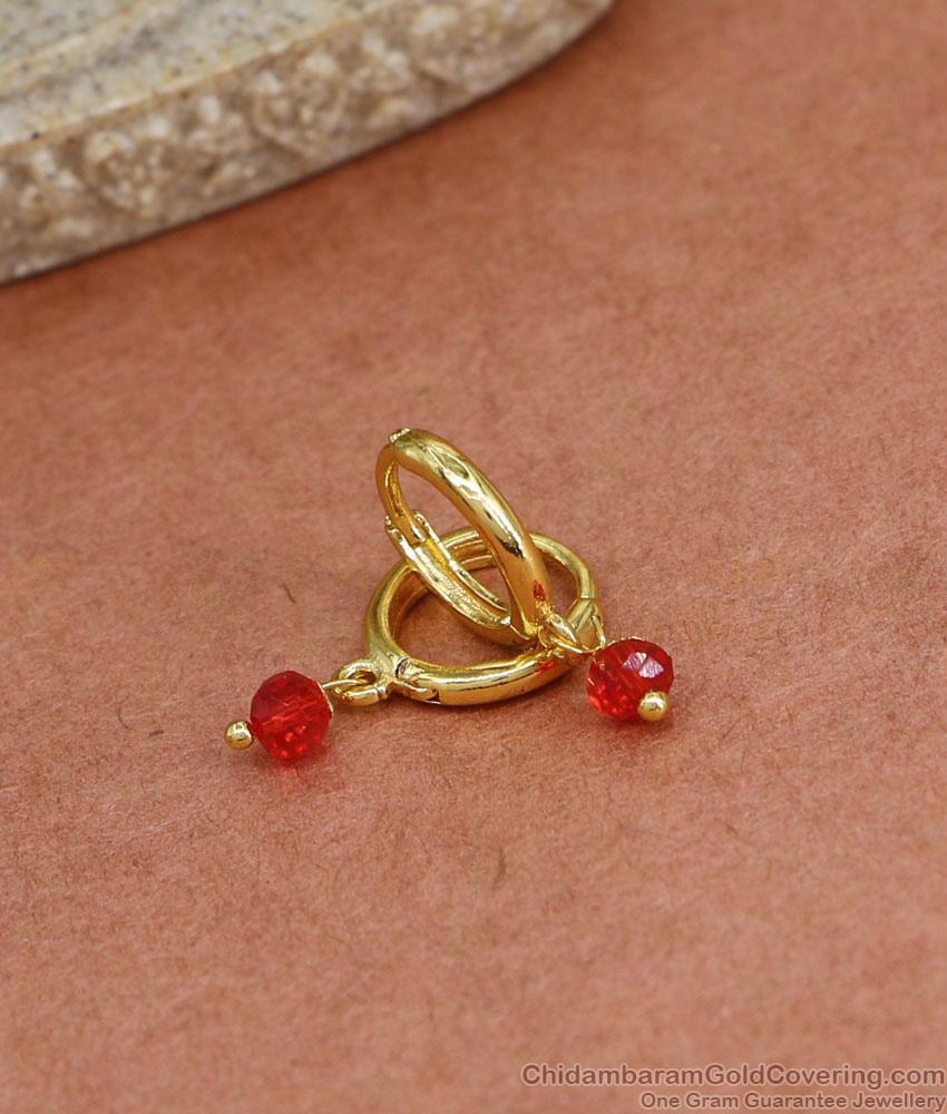 Stylish Gold Tone Hoop Earring Hanging Ruby Crystal ER4428